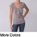 Self Esteem Junior's Ruffled Zipper Striped Top