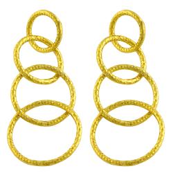 14k Yellow Gold Diamond-cut Interlocking Circle Dangle Earrings