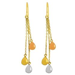14k Three-color Gold Polished Teardrops Dangle Earrings