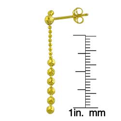 14k Yellow Gold Diamond-cut Bead Dangle Earrings