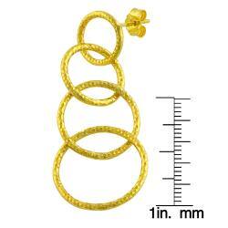 14k Yellow Gold Diamond-cut Interlocking Circle Dangle Earrings