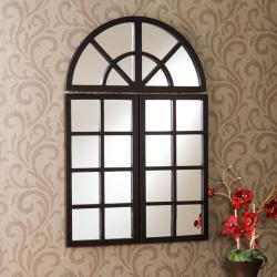 Harmony Distressed Black Windowpane Mirror
