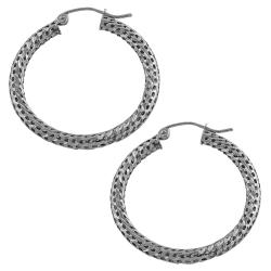 14k White Gold 29-mm Mesh Hoop Earrings