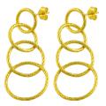 14k Yellow Gold Diamond-cut Interlocking Circle Dangle Earrings