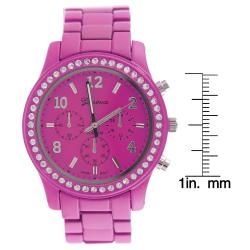 Geneva Women's 'Platinum' Pink Chronograph-style Link Watch