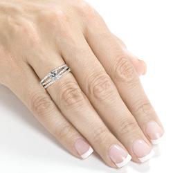 14k White Gold 7/8ct TDW Certified Diamond Bridal Ring Set (G, VS1)