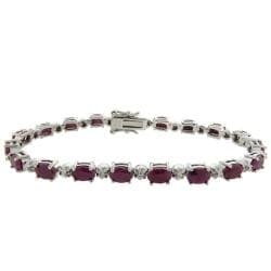 Sterling Silver Ruby and Diamond Accent Bracelet