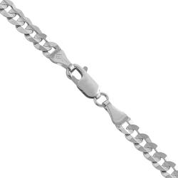 14k White Gold 20-inch Flat Curb Link Necklace (4.6 mm)
