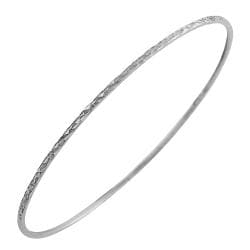 14k White Gold Diamond-cut Slip-on Bangle