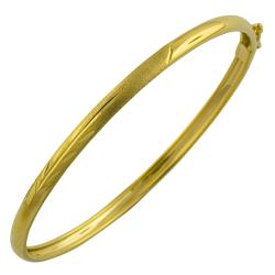 14k Yellow Gold Leaf Design Flexible Baby Bangle (3 mm) 