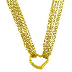 14k Yellow Gold Multi-strand Open Heart Necklace