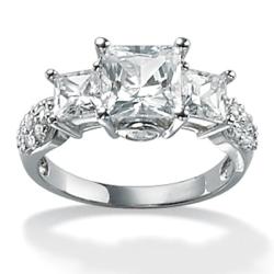 Ultimate CZ 10k White Gold Princess-cut Cubic Zirconia Ring