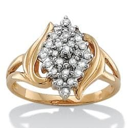 Isabella Collection 18k Gold over Silver Diamond Accent Cluster Ring