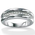 Gold over Silver 1/6ct TDW Diamond Channel Ring (H-I, I2-I3)