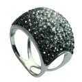Sterling Silver Black and Clear Crystal Fashion Ring