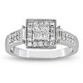 Miadora 10k White Gold 1/2ct TDW Diamond Halo Ring