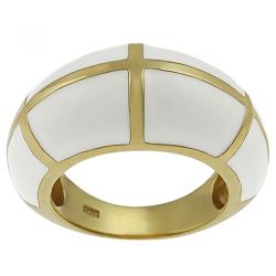 Sterling Silver Vermeil White Enamel Ring
