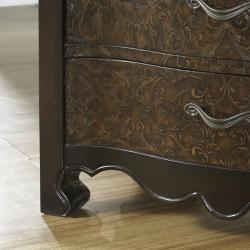 Hand-painted Walnut Tooled Faux Leather Accent Chest
