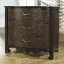 Hand-painted Walnut Tooled Faux Leather Accent Chest