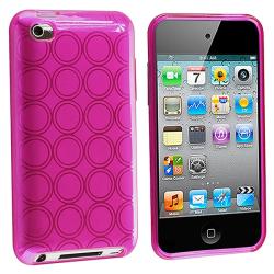 Clear Hot Pink Circle TPU Rubber Case for Apple iPod Touch