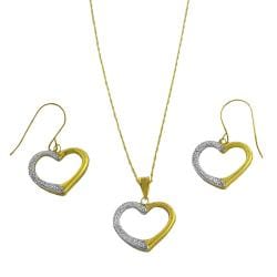 10k Two-tone Gold Open Heart Jewelry Set
