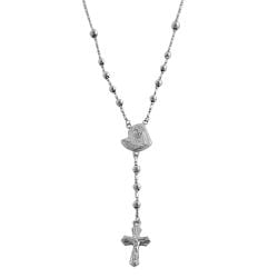 14k White Gold Rosary Necklace | Overstock Shopping â€“ The Best