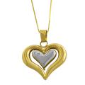 14k Two-tone Gold Double Puffed Heart Necklace