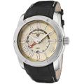 Swiss Legend Men's Traveler Gold Textured Dial Black Leather GMT Watch