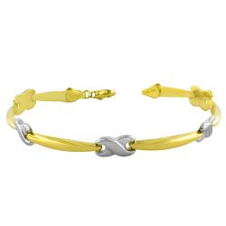 14k Two-tone Gold Polished/ Satin 'X' Stampato Bracelet