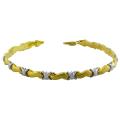 14k Two-tone Gold Satin Wave and 'X' Stampato Bracelet