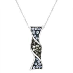 10k White Gold Tanzanite and 1/10ct TDW Grey Diamond Necklace