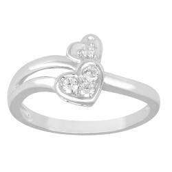 Sterling Silver 1/8ct TDW Diamond Heart Ring (H-I, I3)