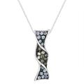 10k White Gold Tanzanite and 1/10ct TDW Grey Diamond Necklace