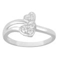 Sterling Silver 1/8ct TDW Diamond Heart Ring (H-I, I3)