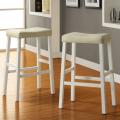 Nova White Cushioned 29-inch Saddle Bar Stools (Set of 2)