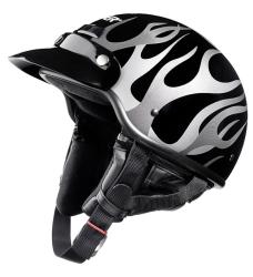 Raider Deluxe Gloss Black 'n' Flame Half Helmet 