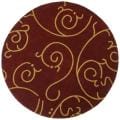 Hand-Tufted Burgundy Archer Round Wool Rug (6' x 6')