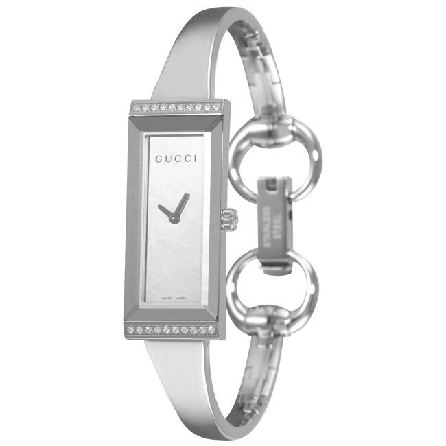 Gucci Women's 'GFrame' Silver Mirror Face Diamond Watch Overstock