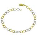 14k Two-tone Gold Diamond-cut Ball Link Bracelet