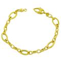 14k Yellow Gold Polished/ Hammered Oval Link Bracelet