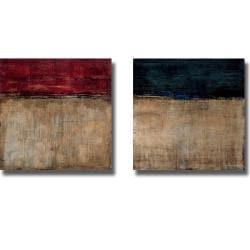 Liz Jardin 'Pompeian Red and Teal' 2-piece Canvas Art Set