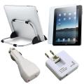 White 4-piece Stand/ Screen/ Protector/ Charger for Apple iPad