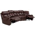 Grandview Brown Italian Leather Reclining Theater Sectional Sofa