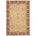 Handmade Mashad Ivory/ Red Wool Rug (3' x 5')