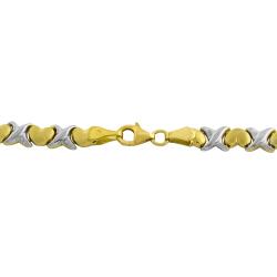 14k Two-tone Gold Hearts and Hugs Stampato Bracelet