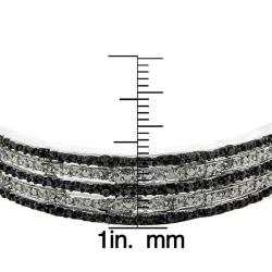 Sterling Silver Black and White 1/2ct TDW Diamond 5-row Bangle Bracelet (I-J, I2-I3)
