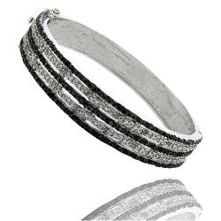 Sterling Silver Black and White 1/2ct TDW Diamond 5-row Bangle Bracelet (I-J, I2-I3)