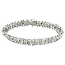 Finesque Sterling Silver 1/2 ct TDW Diamond 3-row 'S'-link Bracelet