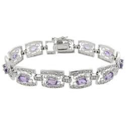 Sterling Silver Amethyst and Diamond Accent Filigree Bracelet