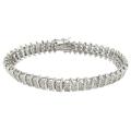 Finesque Sterling Silver 1/2 ct TDW Diamond 3-row 'S'-link Bracelet